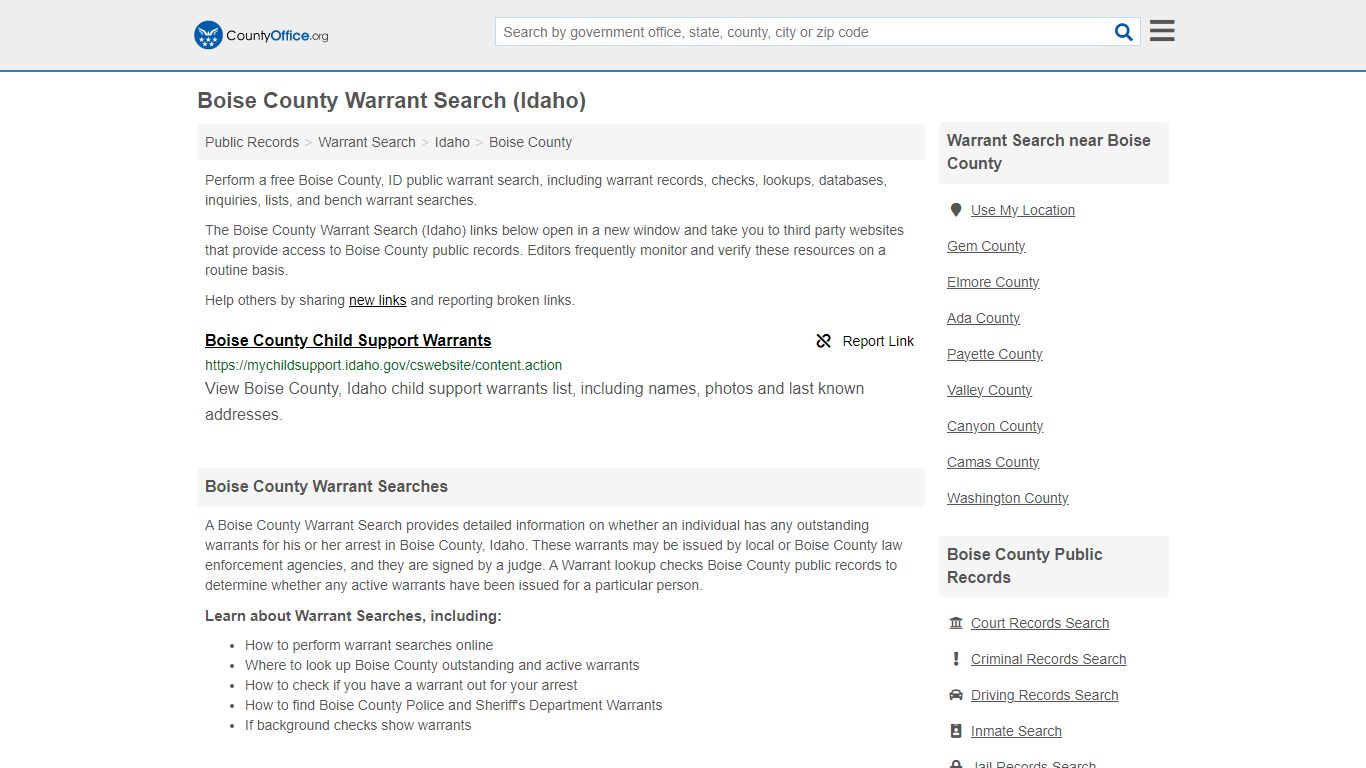 Warrant Search - Boise County, ID (Warrant Checks & Lookups)